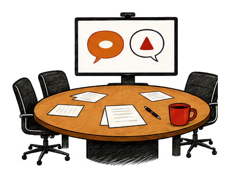 Live workplace communication workshop around a boardroom table